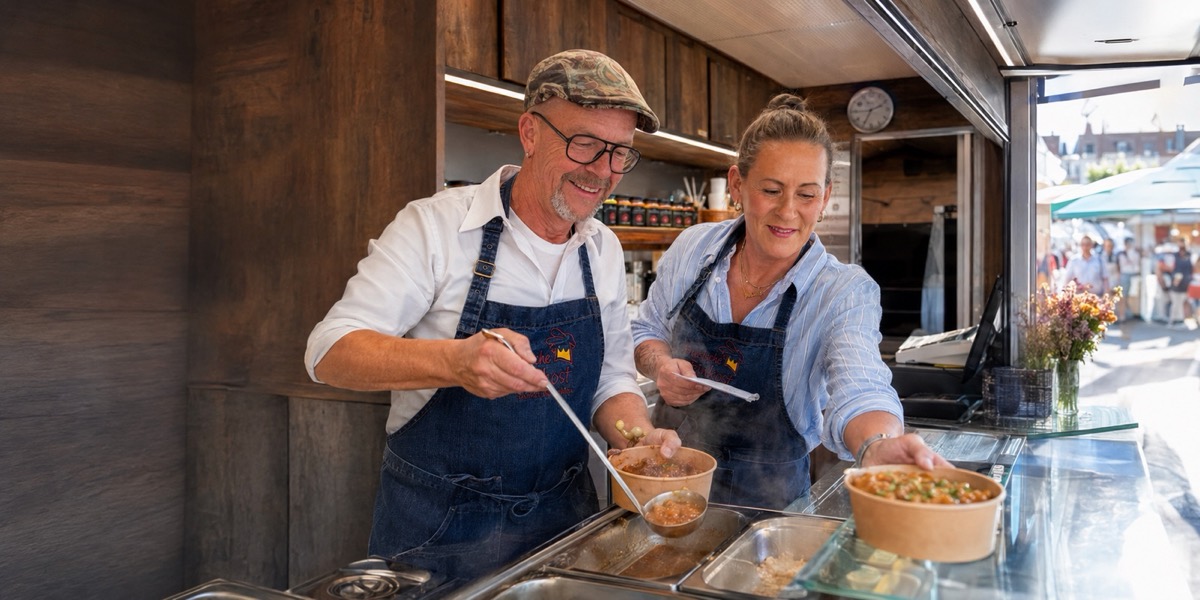 Marktwagen, Theke und Küche von Friesische Feinkost