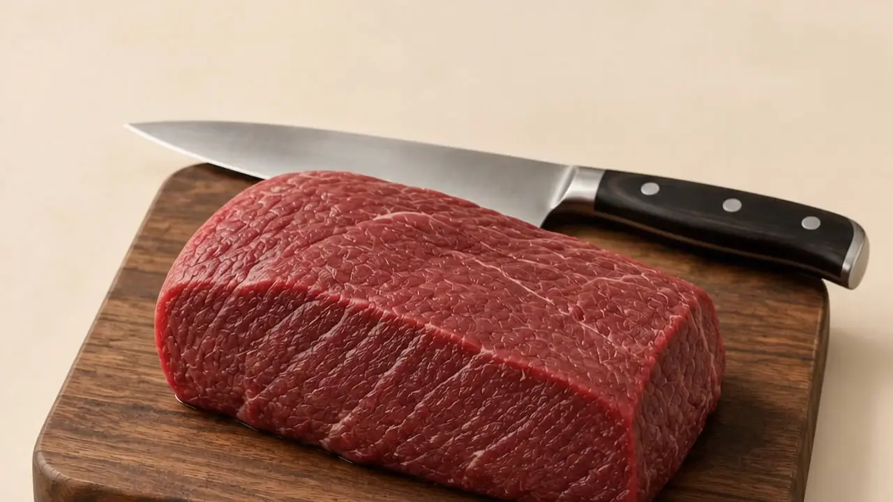 Galloway-Rindfleisch auf dem Schneidebrett
